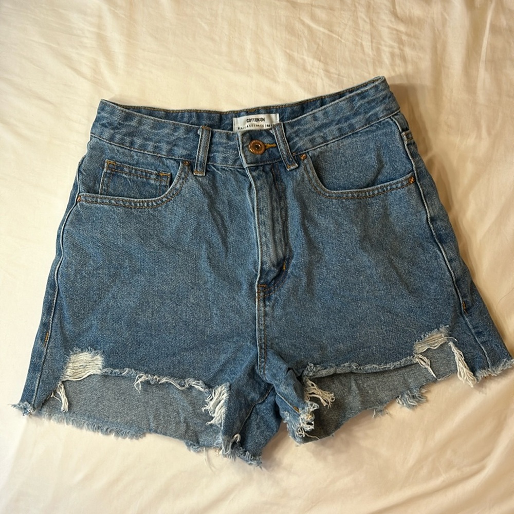 High Waisted Jean Shorts in Dark Blue